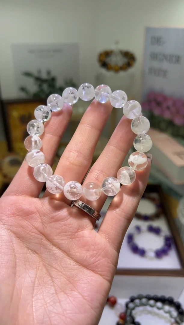 未镶嵌手串水晶石光晶工雪花幽灵10mm手串