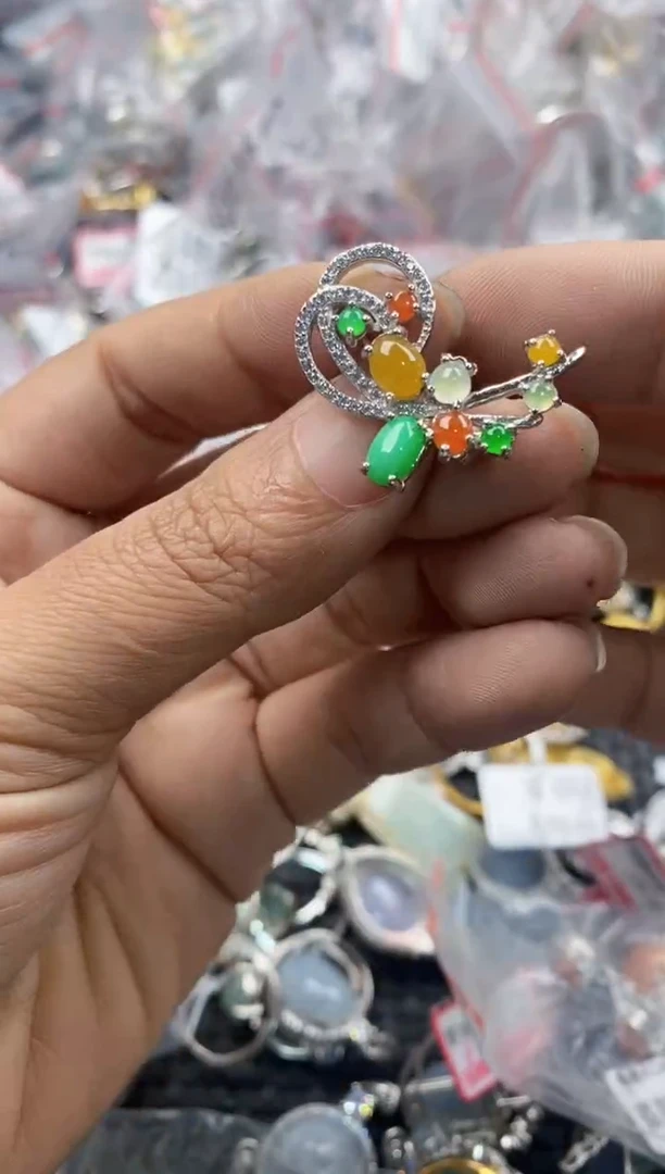 银S925镶嵌戒指翡翠666                 4