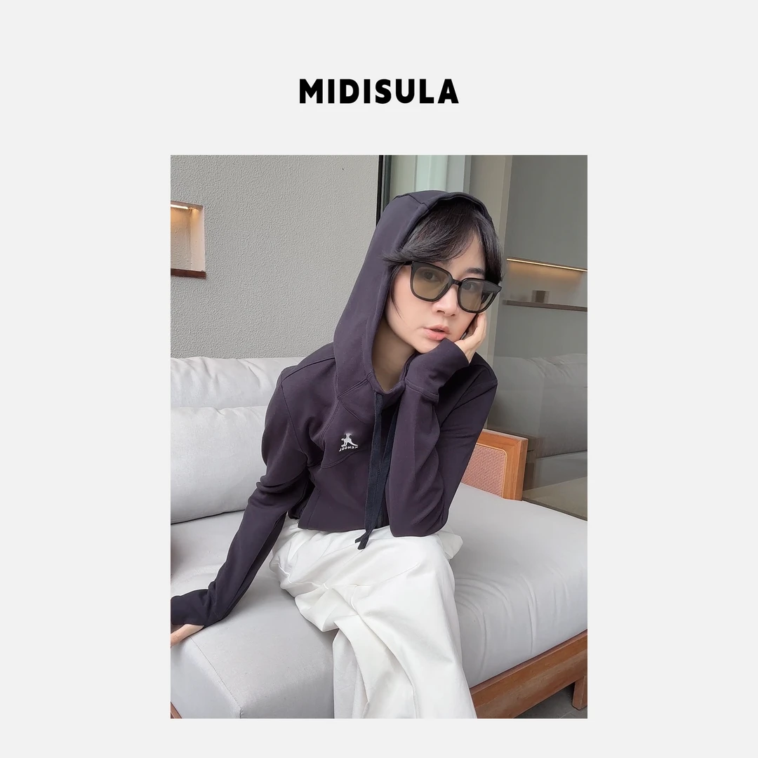 【H.MDSL新款洋气风修身显瘦韩版连帽拉链设计小松鼠卫衣#0082
