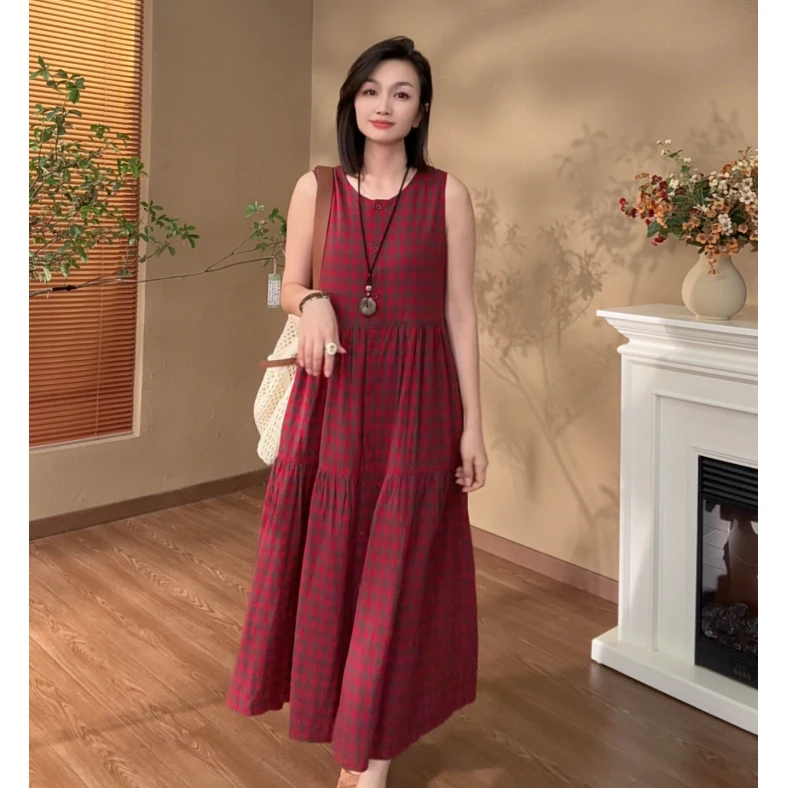 [闻香]Z658夏季长款显瘦时尚连衣裙气质休闲复古国风旗袍裙