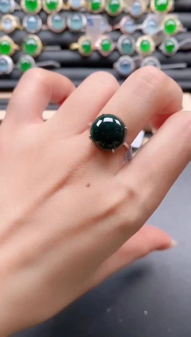 银S925镶嵌戒指翡翠11