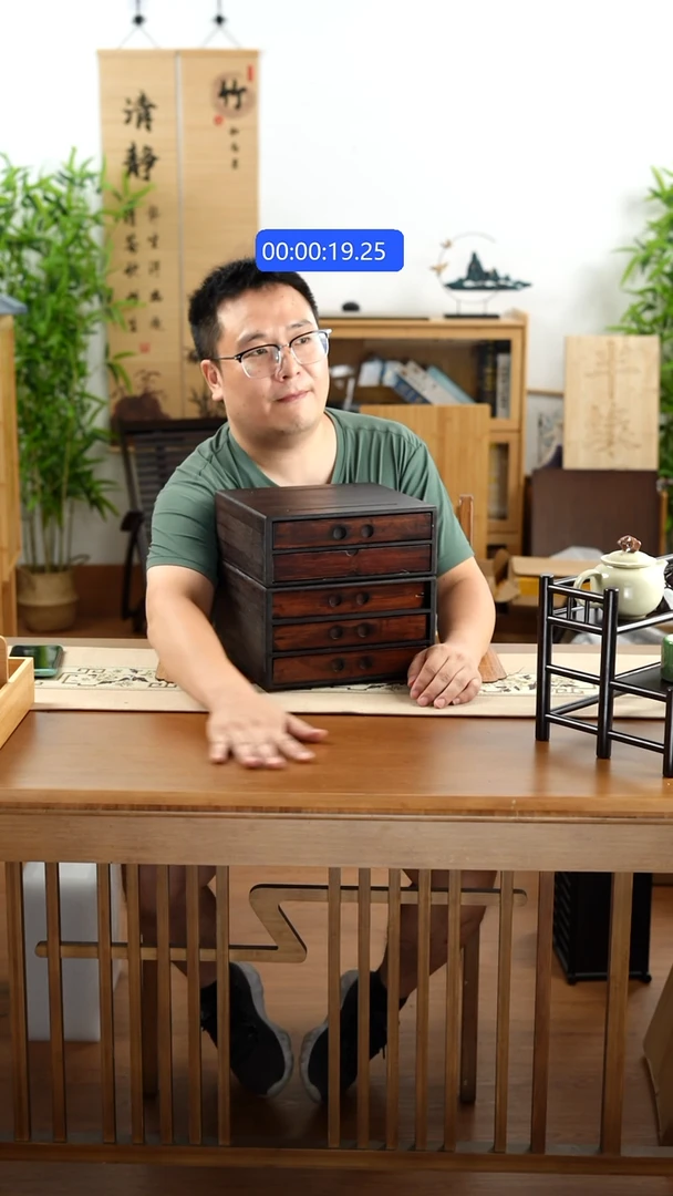 竹楠竹3层抽屉盒子