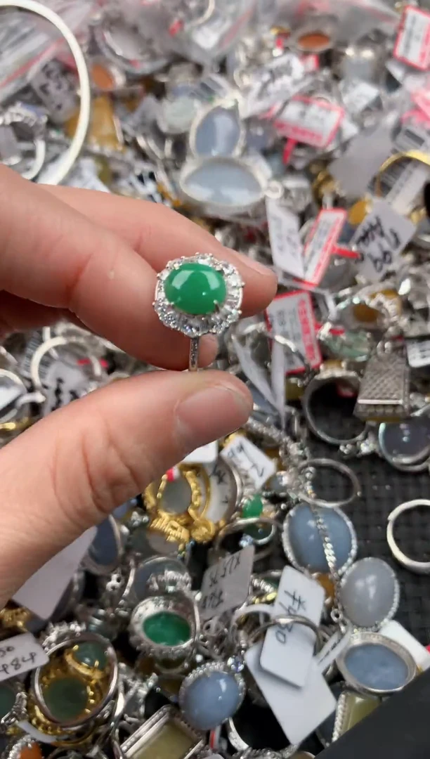 银S925镶嵌戒指翡翠555    9