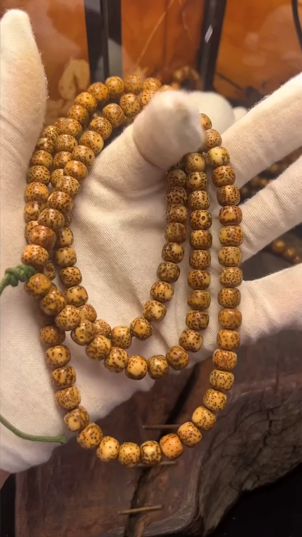 吊坠星月菩提精工级浅珀花皮桶珠长串（B）