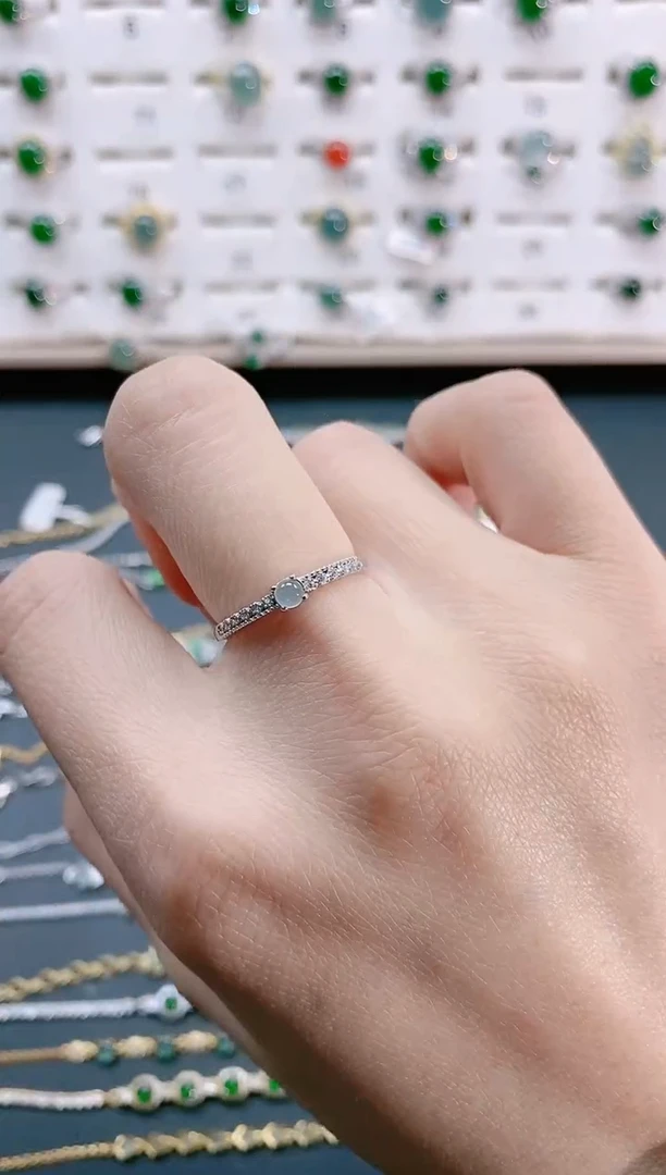 【闪购商品】翡翠戒指银S925镶嵌天然翡翠