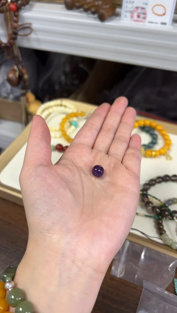 18K金镶嵌颈饰水晶18K金紫水晶圆珠单颗[0359]