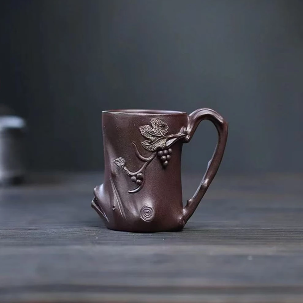 葡萄主人杯 手把杯 宜兴原矿紫砂全手工紫砂杯 主人杯