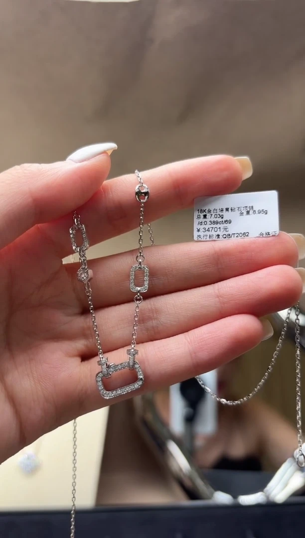 铂Pt950镶嵌项链实验室培育钻石项链