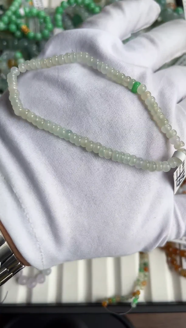 散珠翡翠翡翠手串卡5 算盘珠
