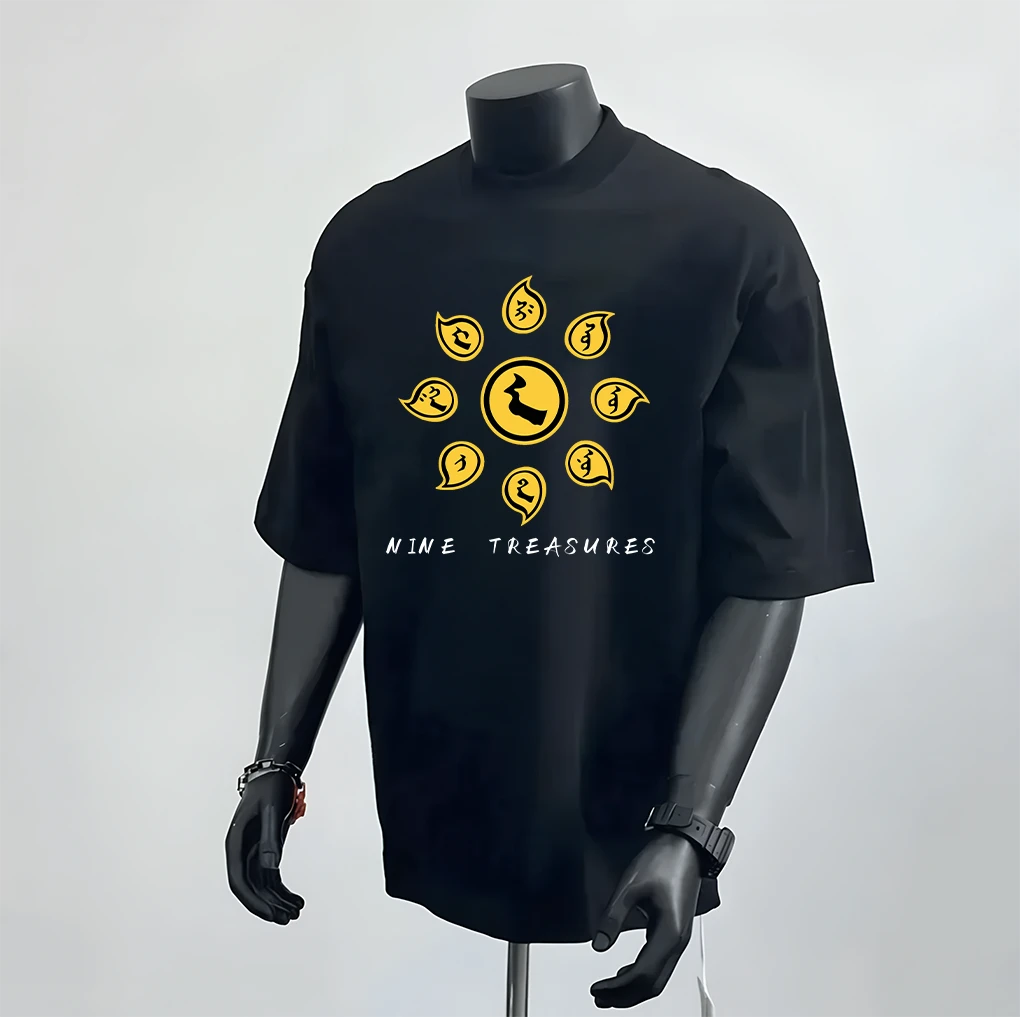 高品质国潮民族风纯棉休闲短袖夏季不透潮流百搭宽松圆领半袖上衣