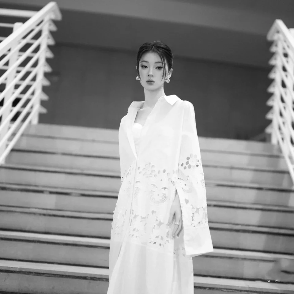 XIANG【安然若素】亚麻重工刺绣镂空慵懒衬衣阔腿裤两件套LSTZ4223