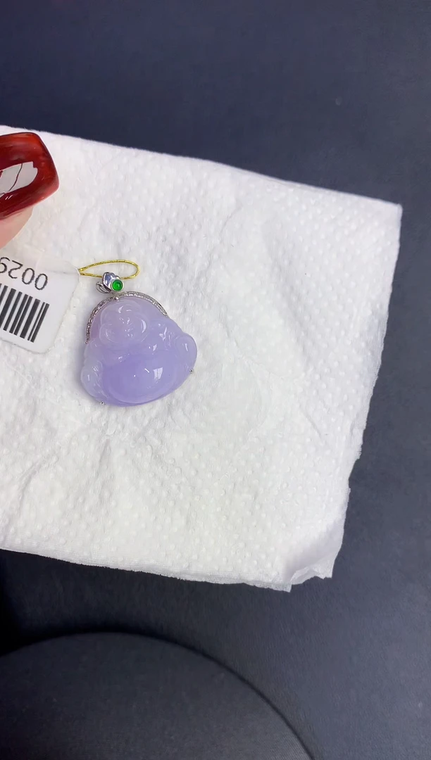 颈饰18K金镶嵌翡翠缅甸天然翡翠A货