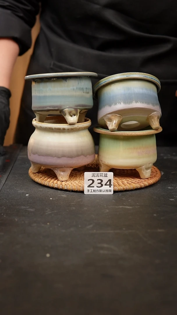 【闪购商品】瓷片234泥泥手工花盆口7高8