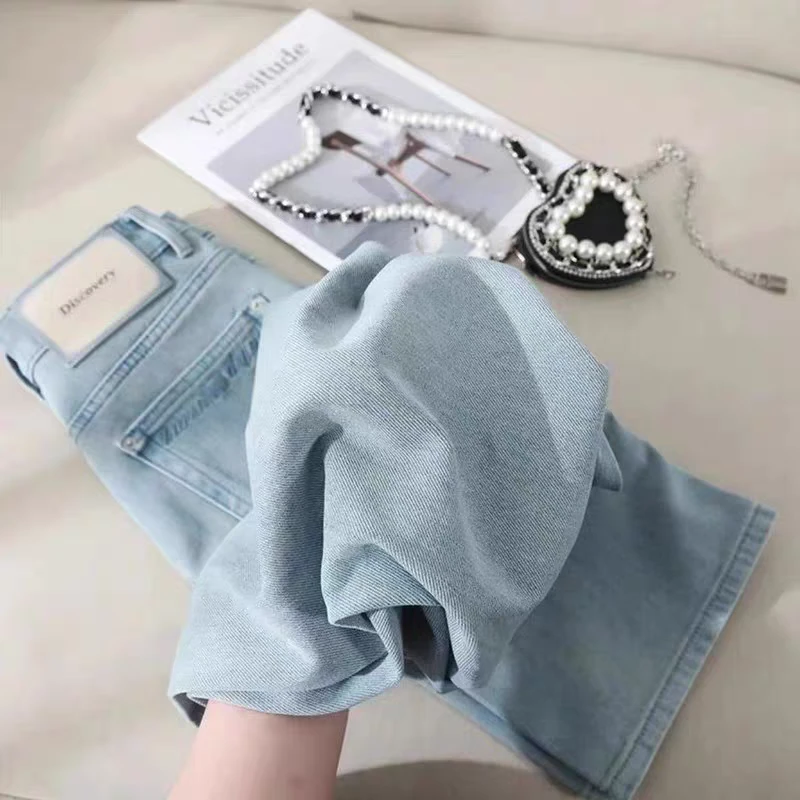 【现货运费险】云水蓝色牛仔裤高腰窄版直筒拖地裤女宽松显瘦裤子