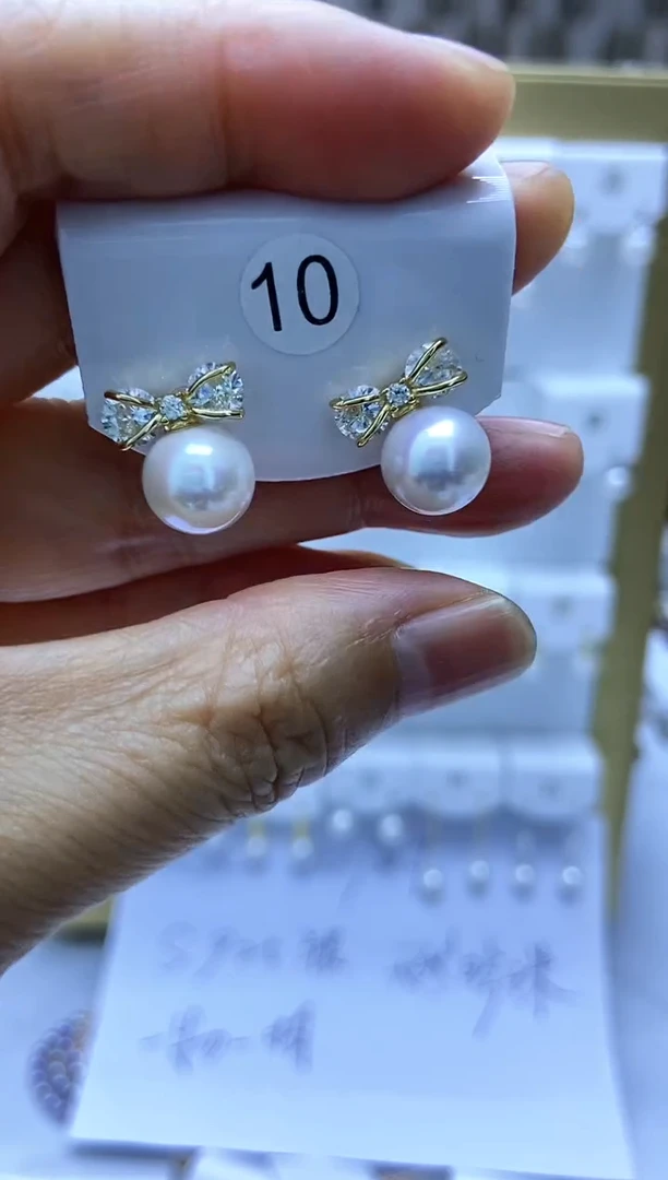 银S925镶嵌耳饰淡水珍珠10