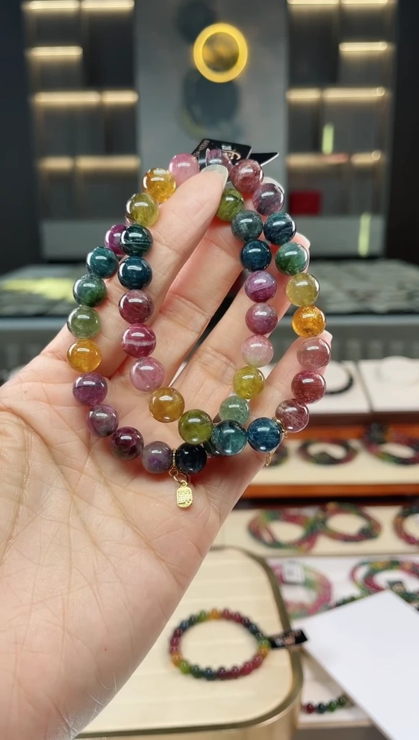 未镶嵌老矿碧玺单圈手串8mm+碧玺（多样性发一条）Q