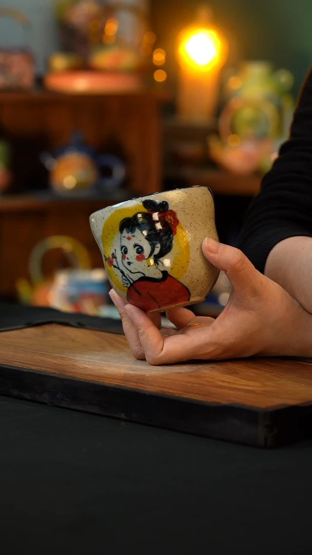 杯手绘心瓷陶瓷浮力