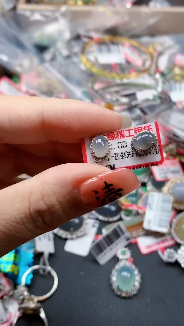 银S925镶嵌戒指翡翠天然A货缅甸翡翠