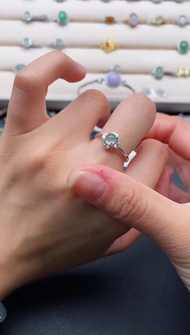 银S925镶嵌戒指翡翠2222222+9