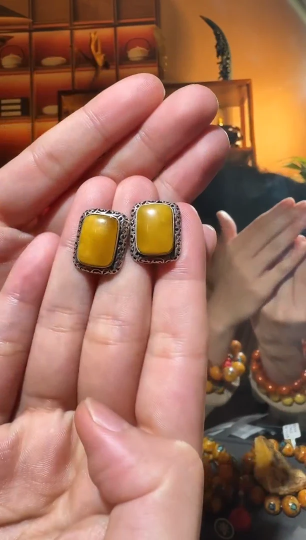 蜜蜡颈饰银S925镶嵌7475天然蜜蜡珠宝奇石