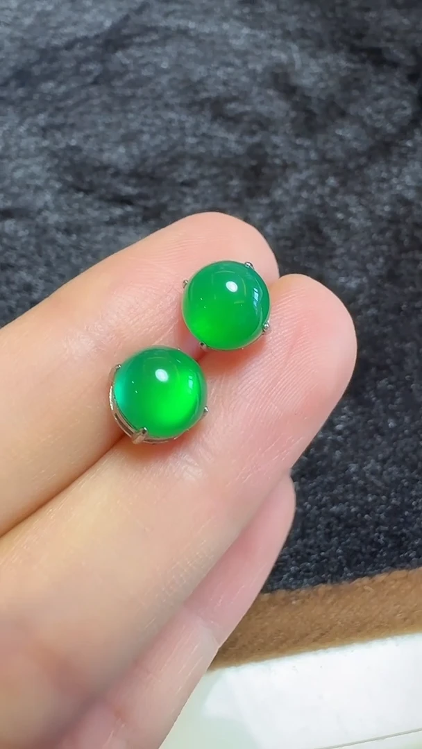 【闪购商品】玛瑙/玉髓耳钉银S925镶嵌耳钉