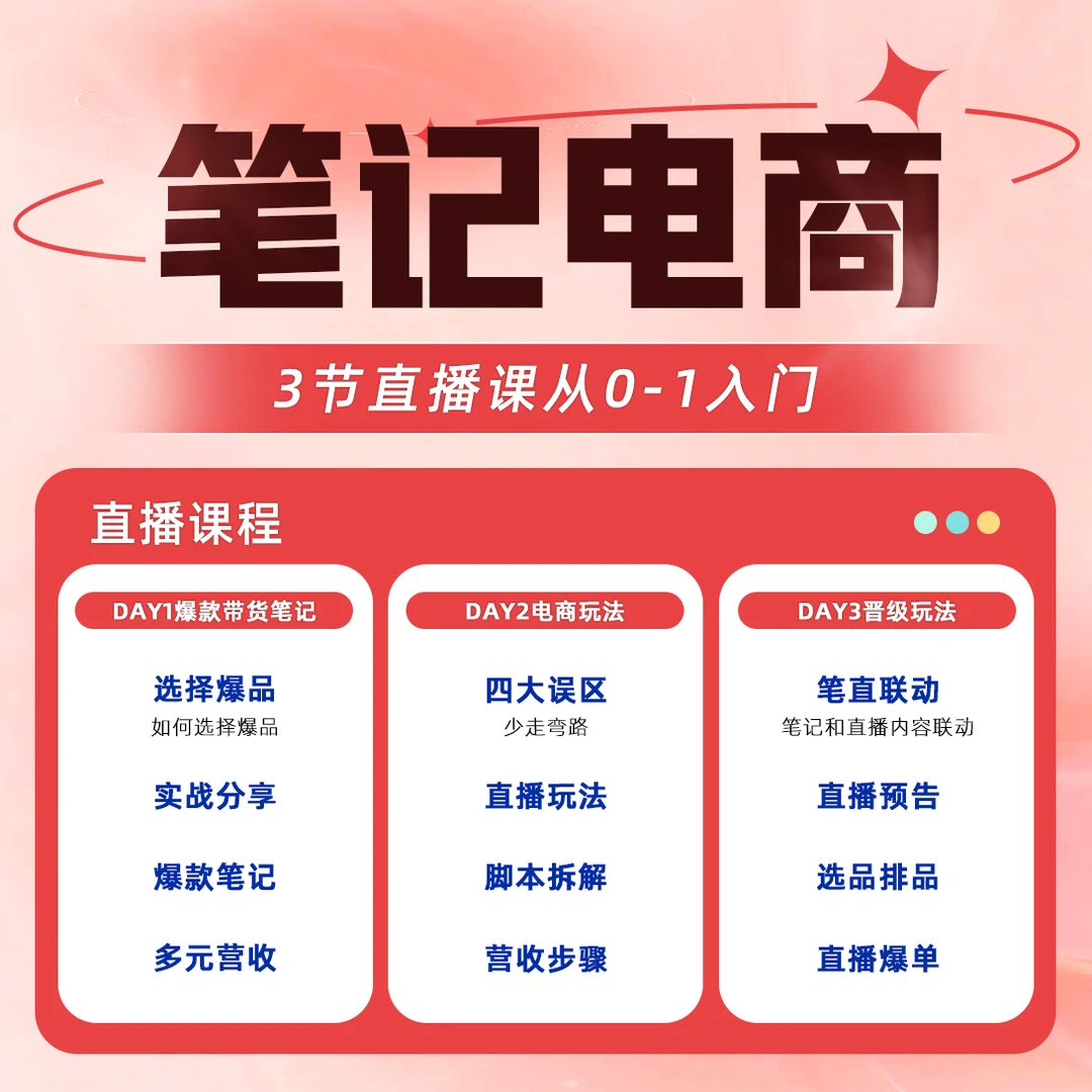 【徐徐】普通人如何做好笔记电商（3日直播课） 从0-1入门a