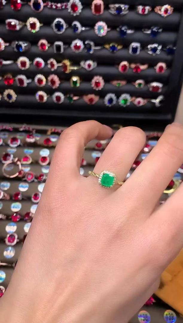 【闪购商品】祖母绿戒指银S925镶嵌1