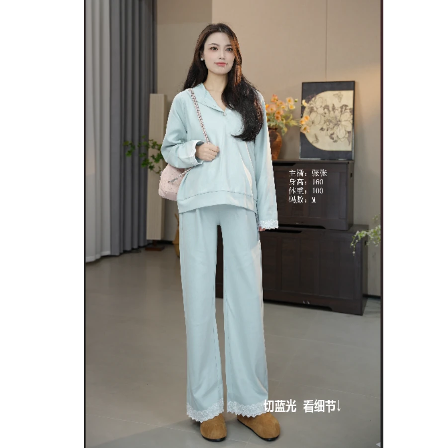 孕妇套装春季外穿花边抽绳宽松纯色时尚休闲半身裙裤子春秋三件套