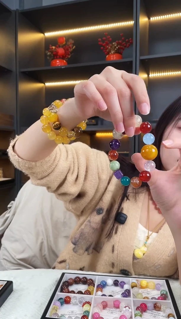 未镶嵌手链水晶黄纹玛瑙多宝手串