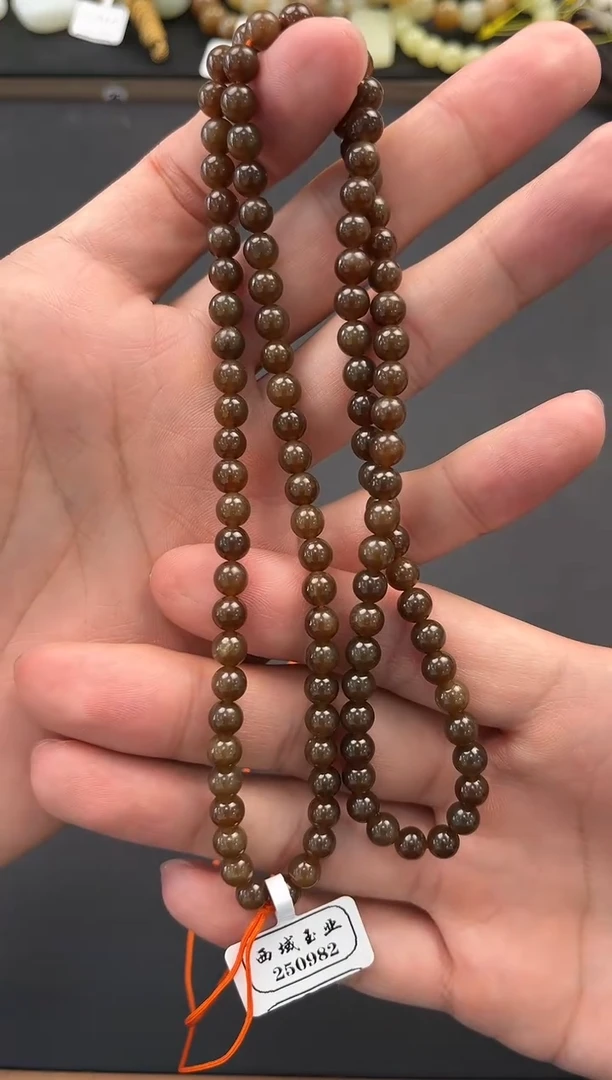 未镶嵌手串和田玉且末金山纯糖108项链卡6微色差