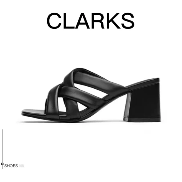 Clarks其乐 舒适 橡胶底 抗菌速干一字拖鞋 女款 黑色-261667484