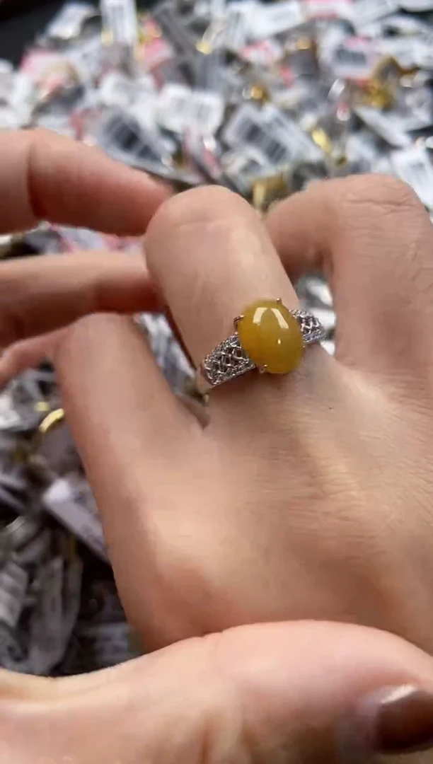 翡翠戒指银S925镶嵌222------8