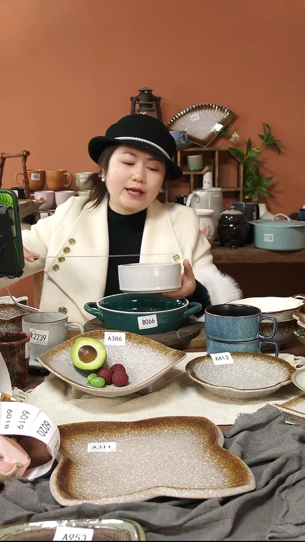 陶瓷B066  两件套双耳碗加啵啵碗微瑕