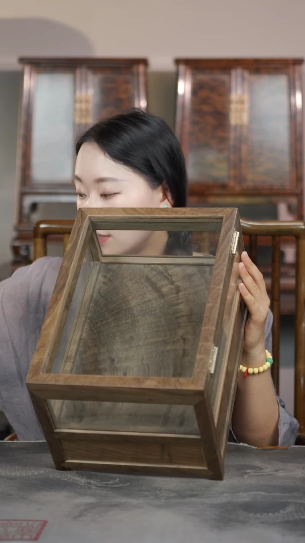 金丝楠满花精工玻璃展示架205