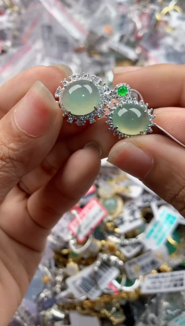 银S925镶嵌戒指翡翠5555----2