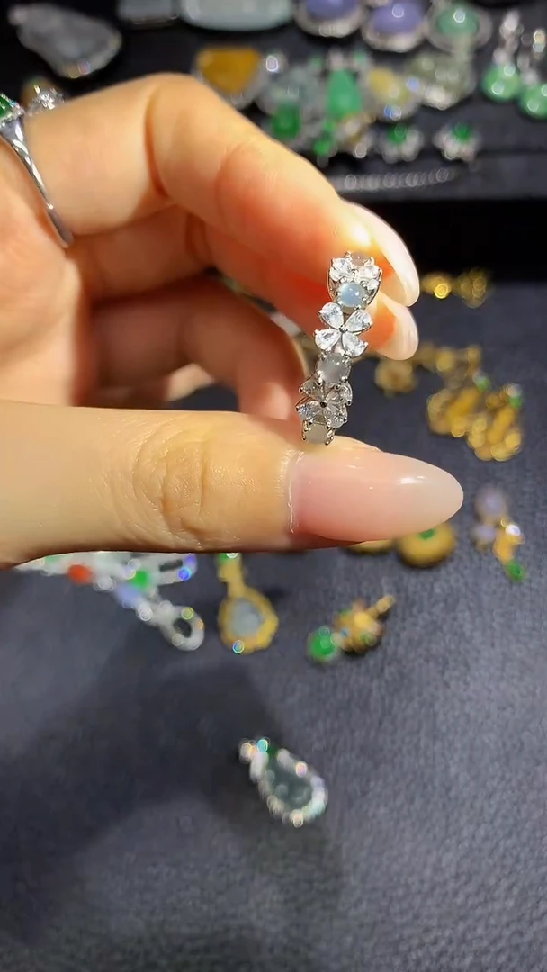 翡翠戒指银S925镶嵌10不含链随机发货1件