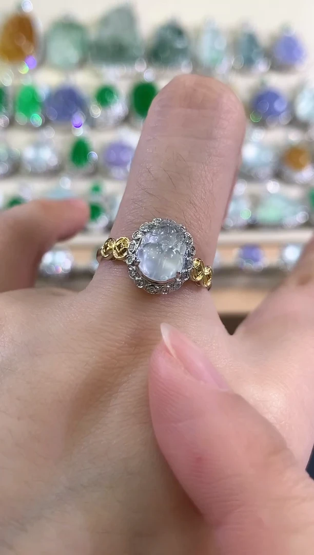 18K金镶嵌戒指翡翠b181多样性一件发