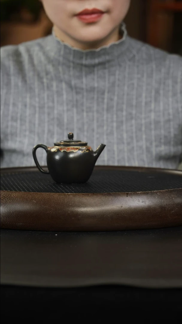 茶壶紫砂45 珐琅彩 朱泥还原烧