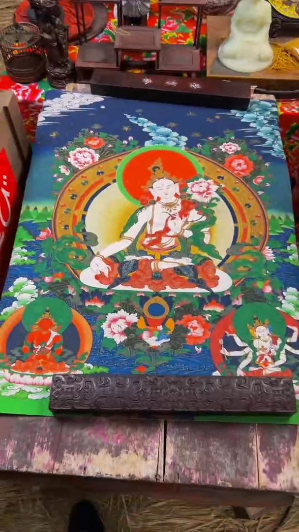 装裱画精品绘画手工唐卡链接-----白度母