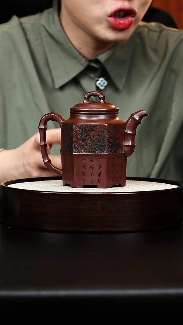 茶壶紫砂竹节壶
