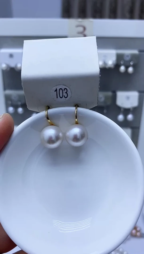 银S925镶嵌淡水珍珠耳饰103