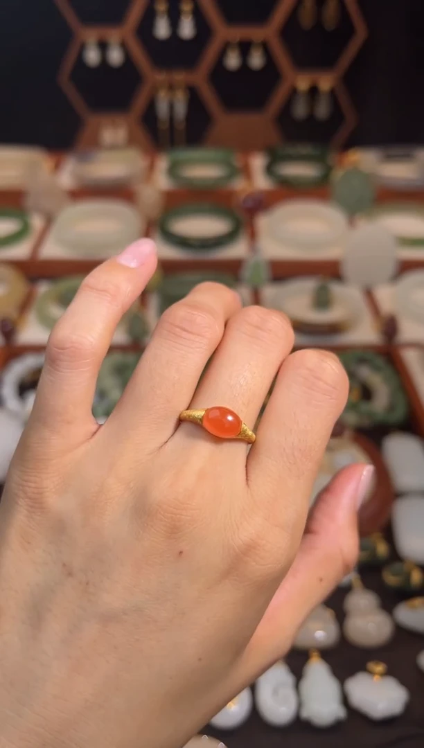 银S925镶嵌戒指南红玛瑙福利