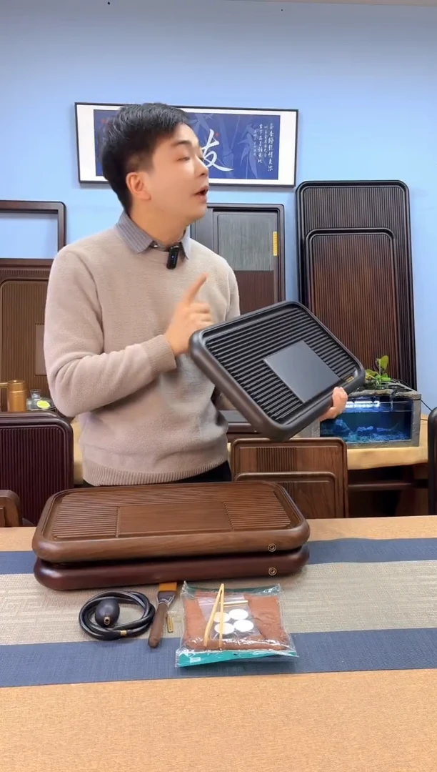 【闪购商品】凌龙黑色款式茶盘50*28*4