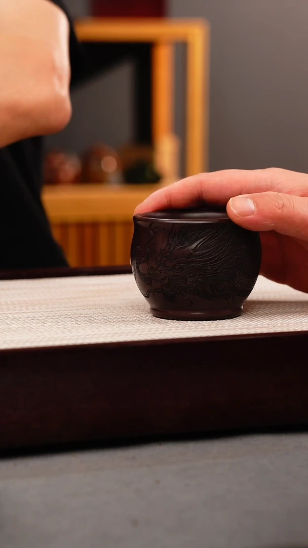 茶壶紫砂底槽清 刻龙主人杯