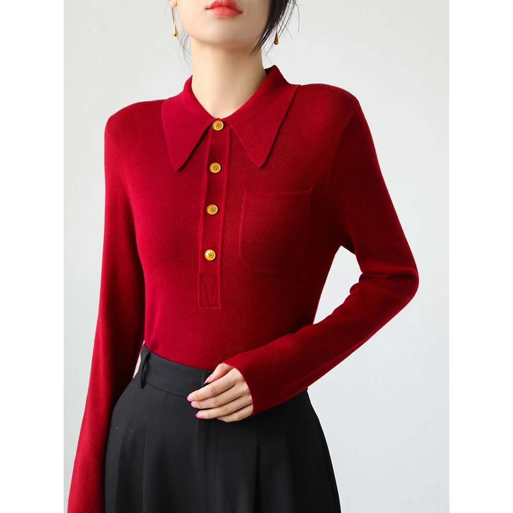 针织衫t恤显瘦宽松洋气短款红色上衣开衫女装百搭红色小衫时尚