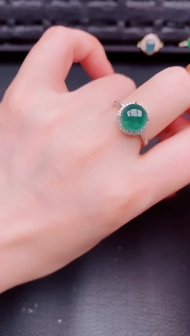 【闪购商品】翡翠戒指银S925镶嵌天然a货翡翠273