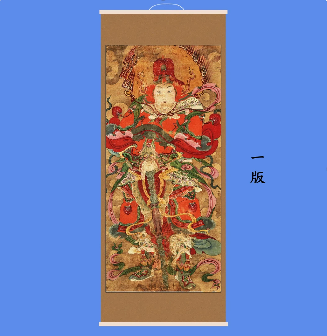 韦陀尊天菩萨神像伽蓝菩萨关公卷轴挂画丝绢挂画佛堂供奉装饰挂画