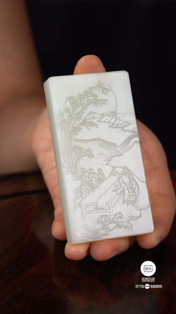 和田玉未镶嵌挂件014【防拍】孔子布道图