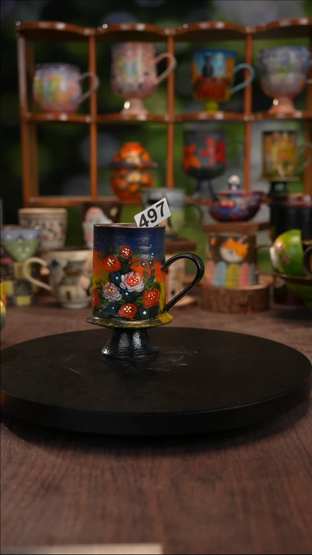 ❤*子釉下五彩陶瓷紫砂高脚杯