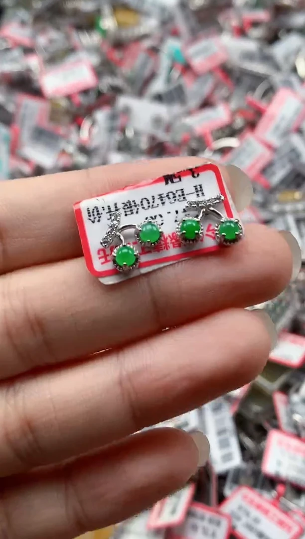 银S925镶嵌戒指翡翠天然A货缅甸翡翠